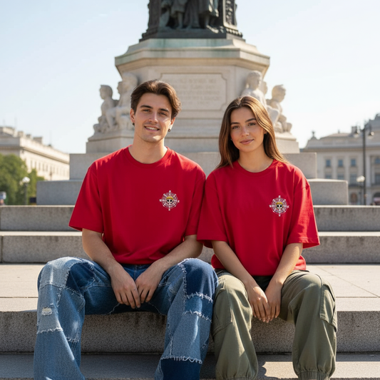 Sunset Compass Tee LavaRed